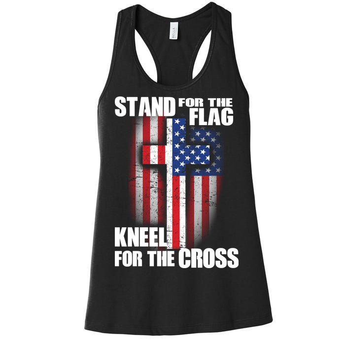 USA Patriotic Stand For The Flag Kneel For The Cross Women's Racerback Tank