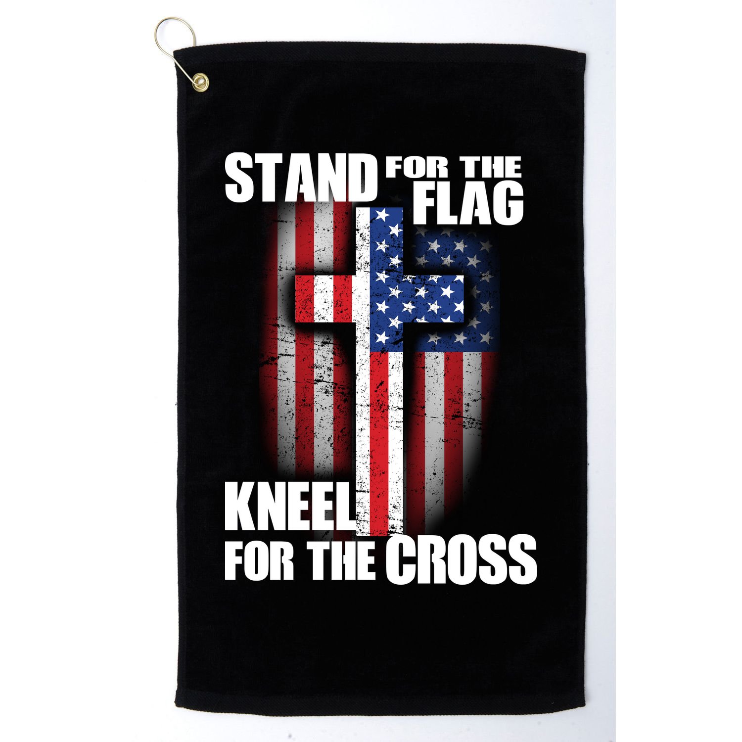 USA Patriotic Stand For The Flag Kneel For The Cross Golf Towel