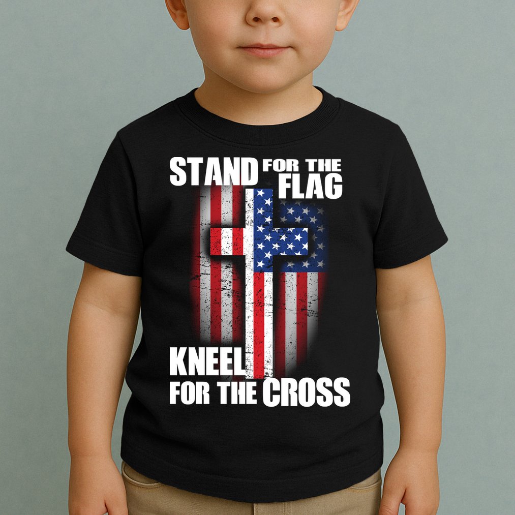 USA Patriotic Stand For The Flag Kneel For The Cross Toddler T-Shirt