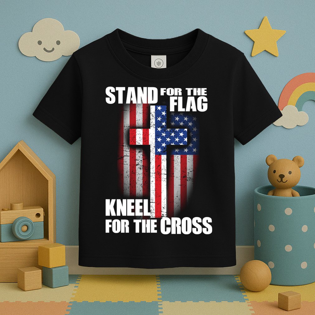 USA Patriotic Stand For The Flag Kneel For The Cross Toddler T-Shirt