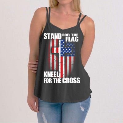 USA Patriotic Stand For The Flag Kneel For The Cross Women's Strappy Tank