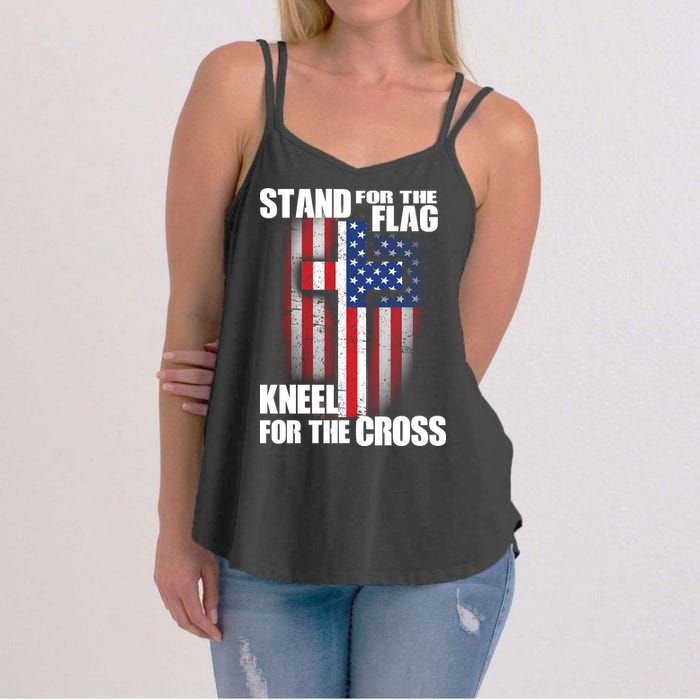 USA Patriotic Stand For The Flag Kneel For The Cross Women's Strappy Tank