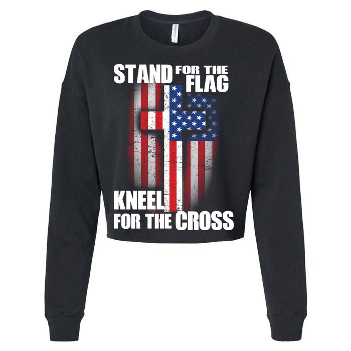 USA Patriotic Stand For The Flag Kneel For The Cross Cropped Pullover Crew