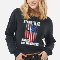USA Patriotic Stand For The Flag Kneel For The Cross Cropped Pullover Crew