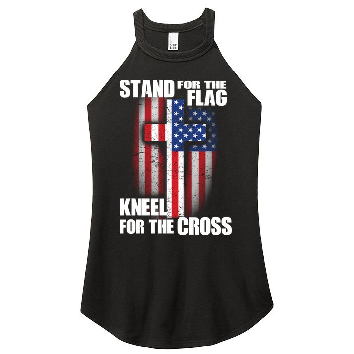 USA Patriotic Stand For The Flag Kneel For The Cross Women's Perfect Tri Rocker Tank