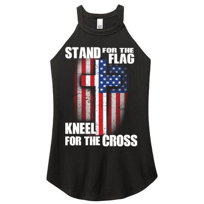 USA Patriotic Stand For The Flag Kneel For The Cross Women's Perfect Tri Rocker Tank