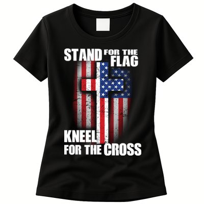 USA Patriotic Stand For The Flag Kneel For The Cross Women's T-Shirt