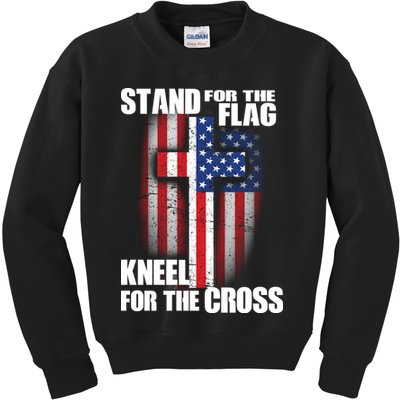 USA Patriotic Stand For The Flag Kneel For The Cross Kids Sweatshirt