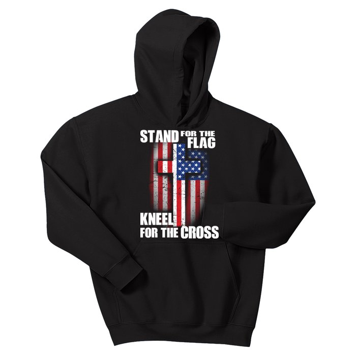 USA Patriotic Stand For The Flag Kneel For The Cross Kids Hoodie