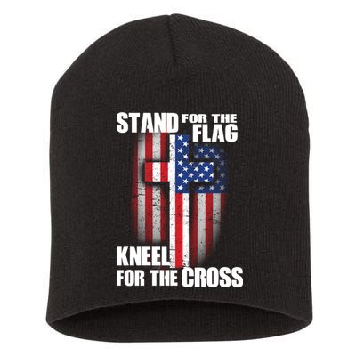 USA Patriotic Stand For The Flag Kneel For The Cross Short Acrylic Beanie