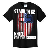 USA Patriotic Stand For The Flag Kneel For The Cross Kids T-Shirt