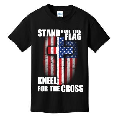 USA Patriotic Stand For The Flag Kneel For The Cross Kids T-Shirt