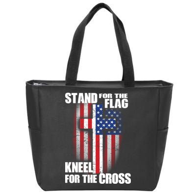 USA Patriotic Stand For The Flag Kneel For The Cross Zip Tote Bag