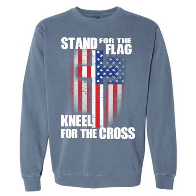 USA Patriotic Stand For The Flag Kneel For The Cross Garment-Dyed Sweatshirt