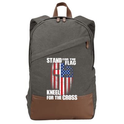 USA Patriotic Stand For The Flag Kneel For The Cross Cotton Canvas Backpack