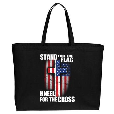 USA Patriotic Stand For The Flag Kneel For The Cross Cotton Canvas Jumbo Tote