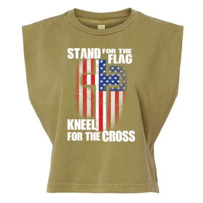 USA Patriotic Stand For The Flag Kneel For The Cross Garment-Dyed Women's Muscle Tee