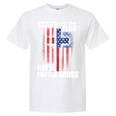 USA Patriotic Stand For The Flag Kneel For The Cross Garment-Dyed Heavyweight T-Shirt