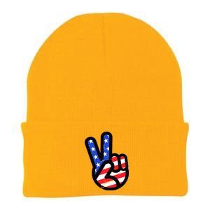 USA Peace Sign Knit Cap Winter Beanie