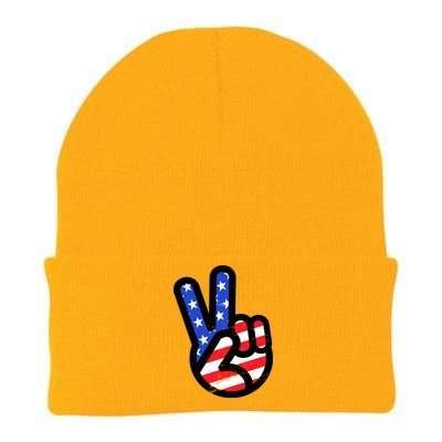 USA Peace Sign Knit Cap Winter Beanie