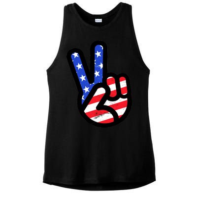 USA Peace Sign Ladies PosiCharge Tri-Blend Wicking Tank