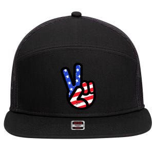 USA Peace Sign 7 Panel Mesh Trucker Snapback Hat