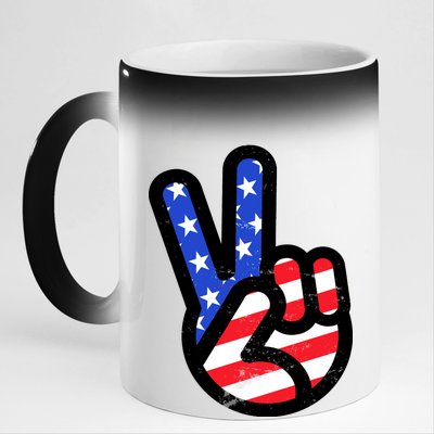 USA Peace Sign 11oz Black Color Changing Mug