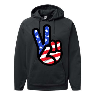 USA Peace Sign Performance Fleece Hoodie