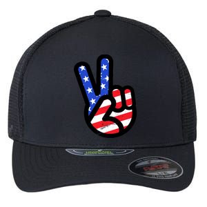 USA Peace Sign Flexfit Unipanel Trucker Cap