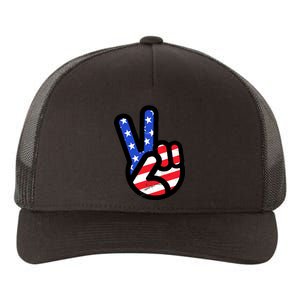 USA Peace Sign Yupoong Adult 5-Panel Trucker Hat