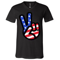 USA Peace Sign V-Neck T-Shirt