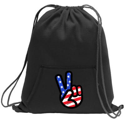 USA Peace Sign Sweatshirt Cinch Pack Bag