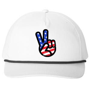 USA Peace Sign Snapback Five-Panel Rope Hat