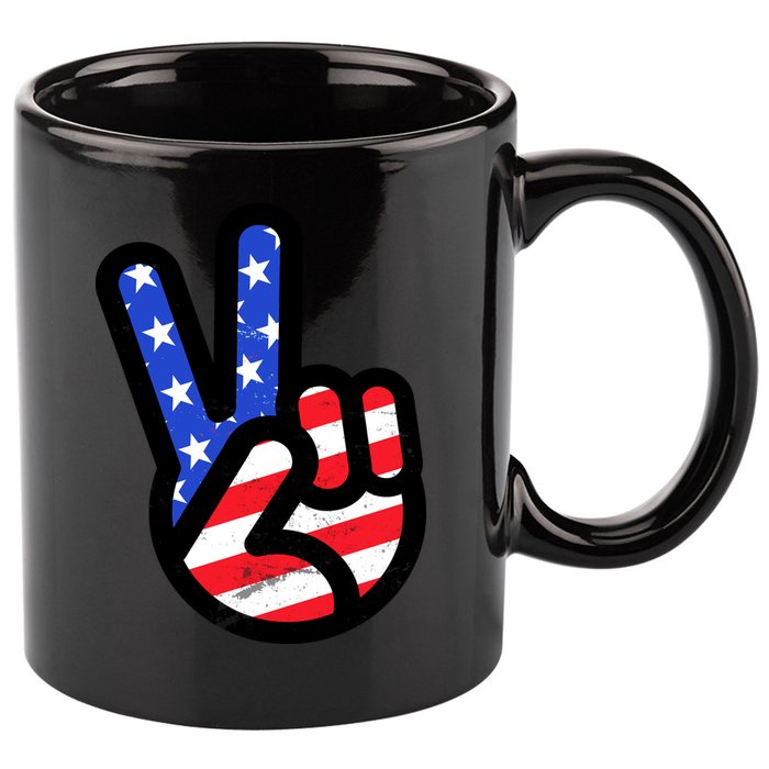 USA Peace Sign 11oz C Handle Ceramic Mug