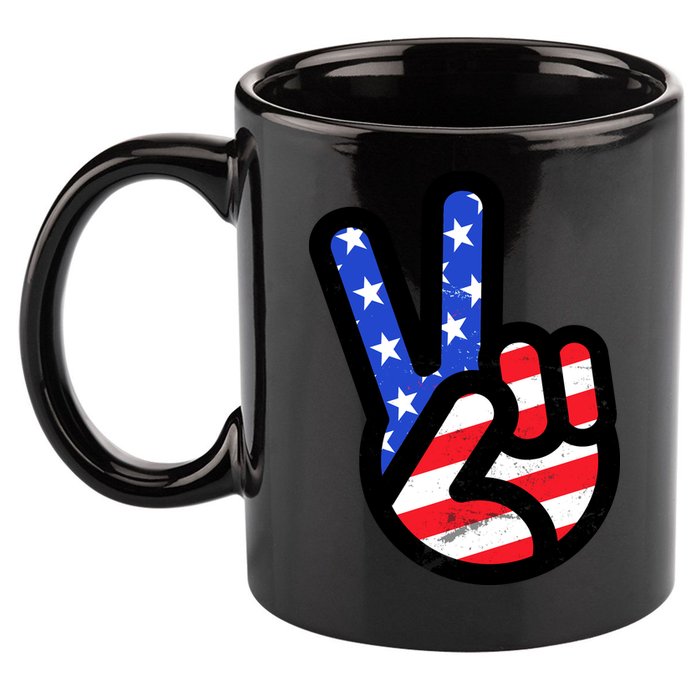 USA Peace Sign 11oz C Handle Ceramic Mug