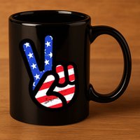 USA Peace Sign 11oz C Handle Ceramic Mug
