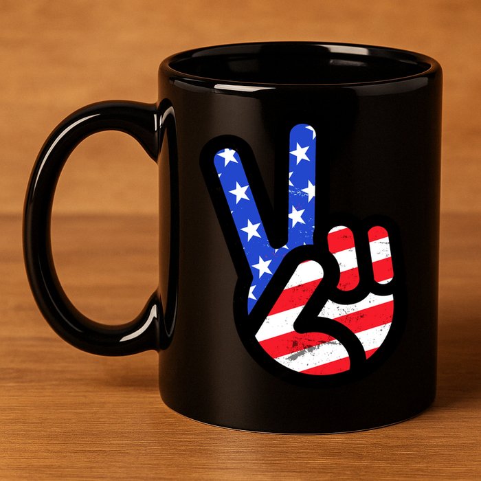 USA Peace Sign 11oz C Handle Ceramic Mug