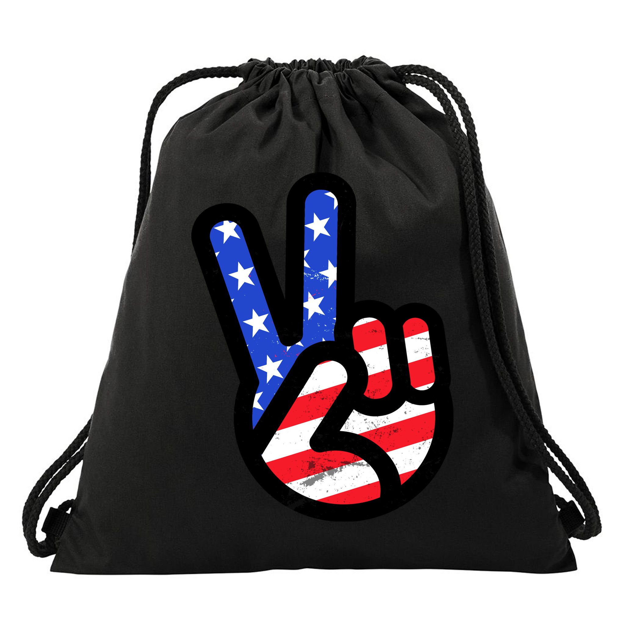 USA Peace Sign Drawstring Bag