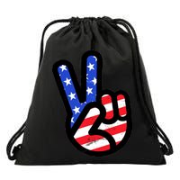 USA Peace Sign Drawstring Bag