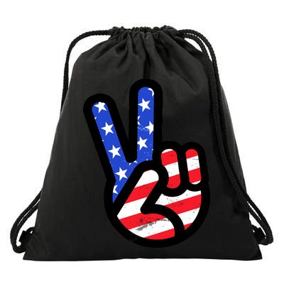 USA Peace Sign Drawstring Bag