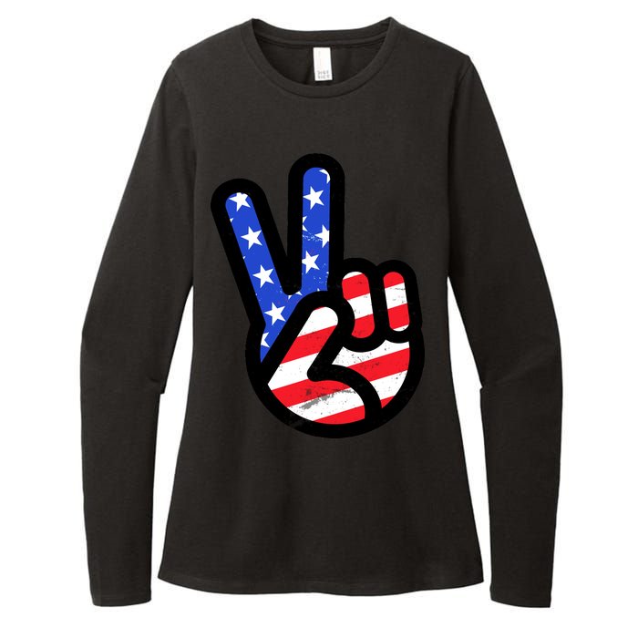 USA Peace Sign Womens CVC Long Sleeve Shirt