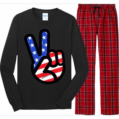 USA Peace Sign Long Sleeve Pajama Set