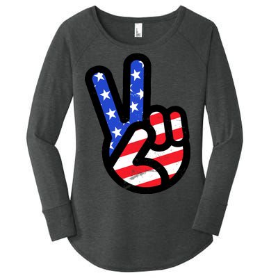 USA Peace Sign Women's Perfect Tri Tunic Long Sleeve Shirt