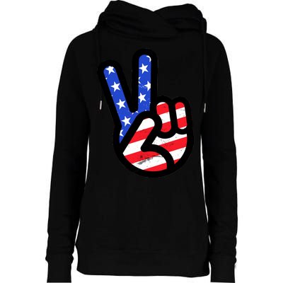 USA Peace Sign Womens Funnel Neck Pullover Hood