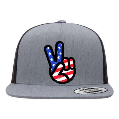 USA Peace Sign Flat Bill Trucker Hat