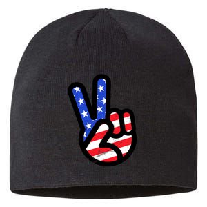 USA Peace Sign Sustainable Beanie