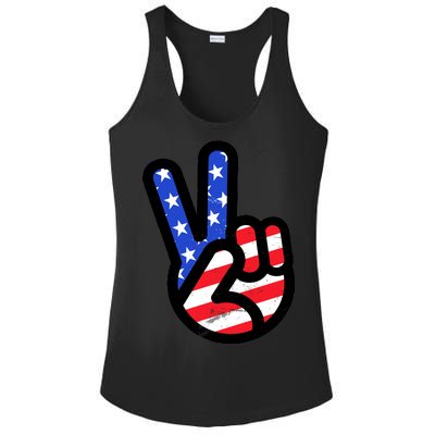 USA Peace Sign Ladies PosiCharge Competitor Racerback Tank