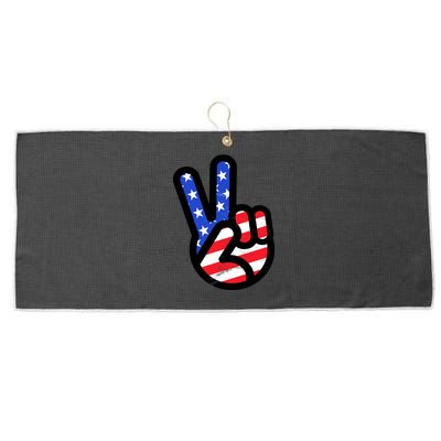 USA Peace Sign Large Microfiber Waffle Golf Towel