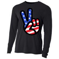 USA Peace Sign Cooling Performance Long Sleeve Crew