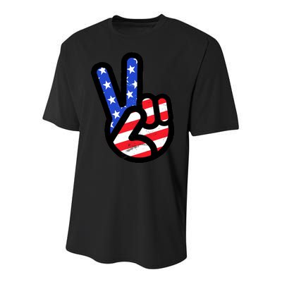 USA Peace Sign Youth Performance Sprint T-Shirt